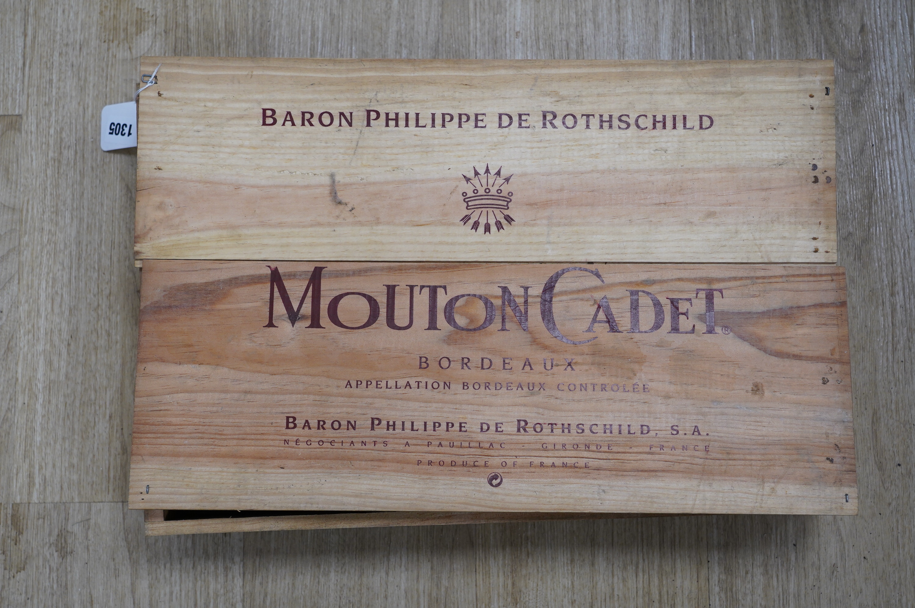 A case of six bottles of Mouton Cadet Bordeaux 1994. Condition - good, storage history unknown